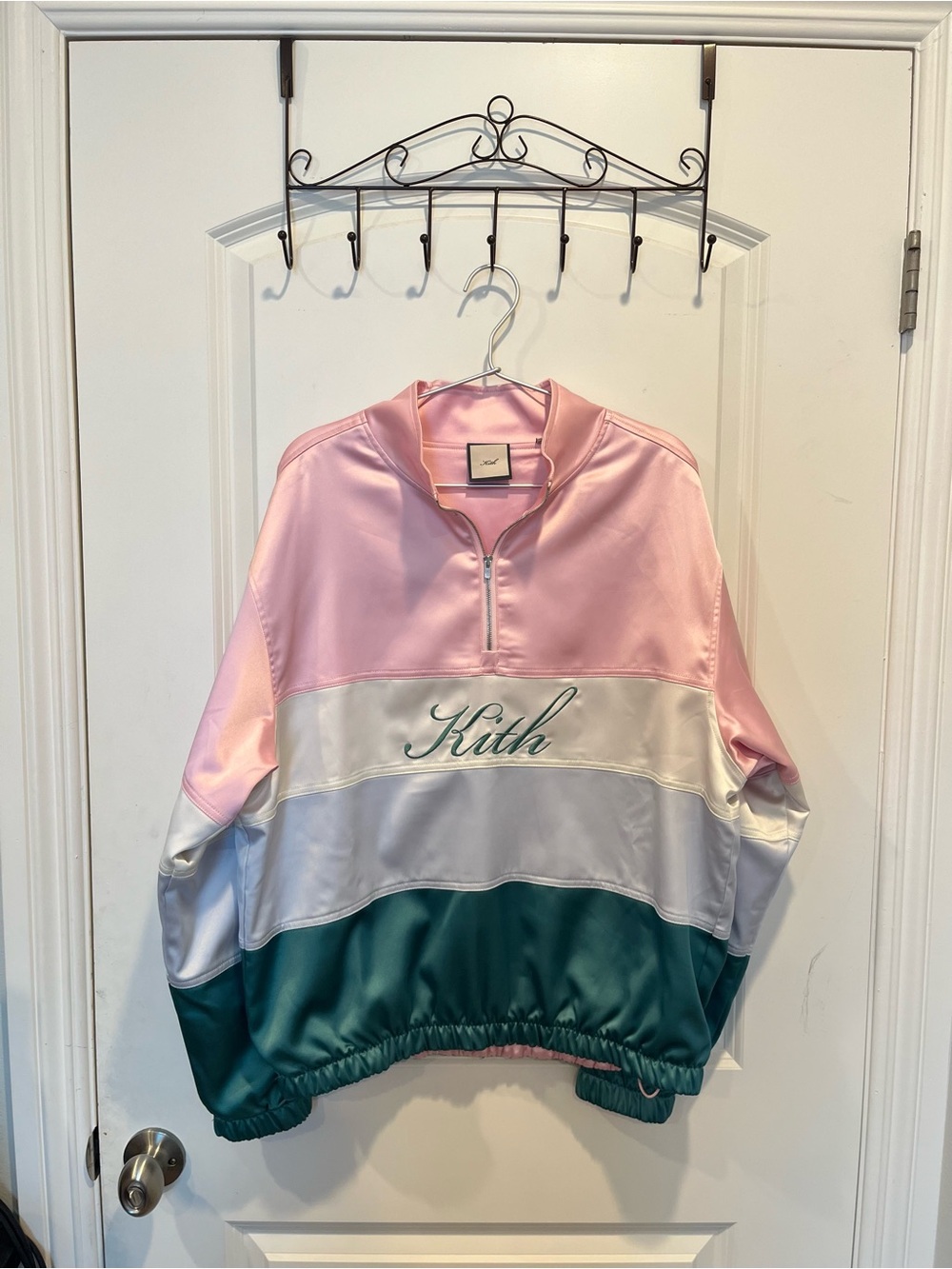 KITH Callan Panelled Quarter Zip Pullover - pink, green